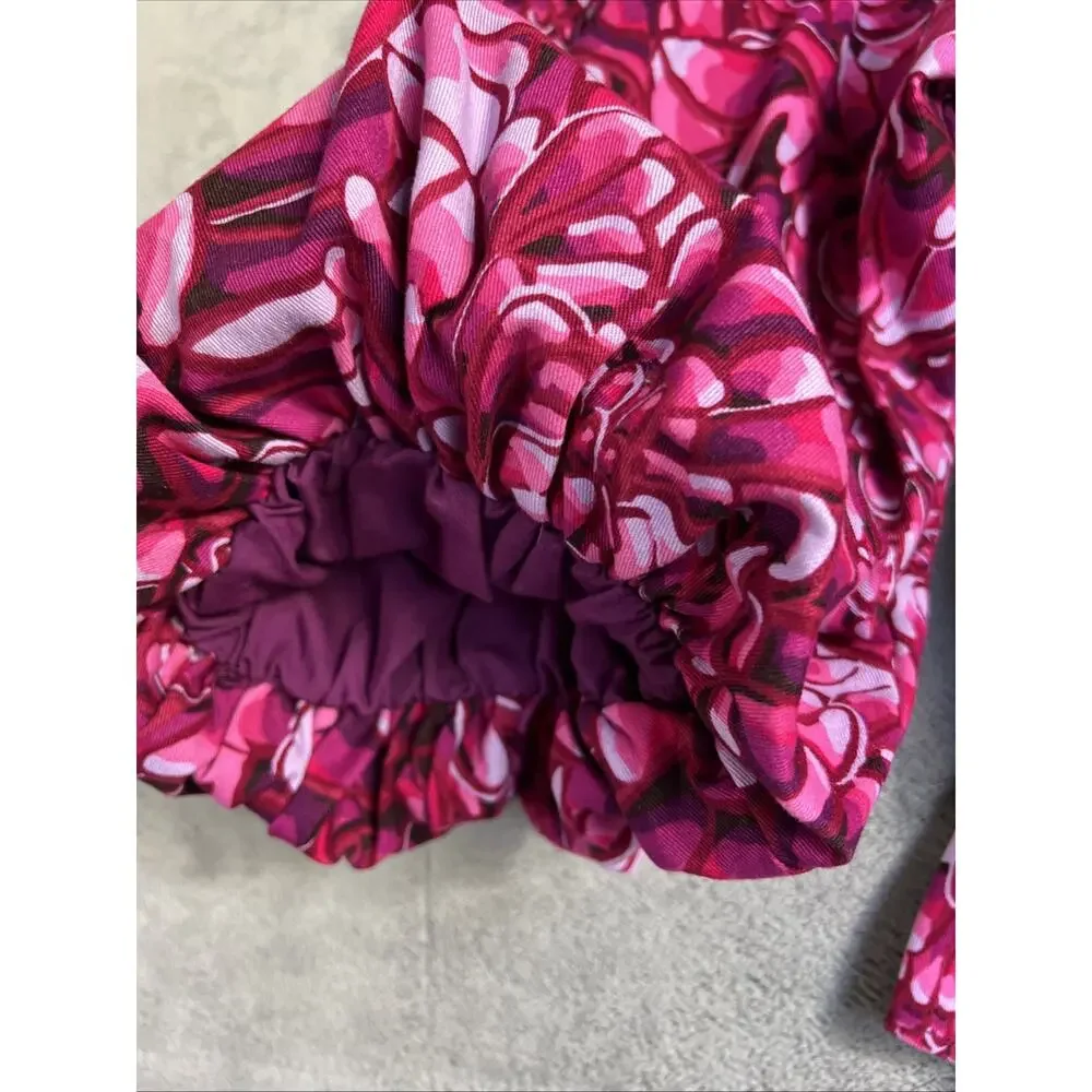 Kika Vargas x Target Blouse XL Pink Floral Bishop Puff Sleeves
